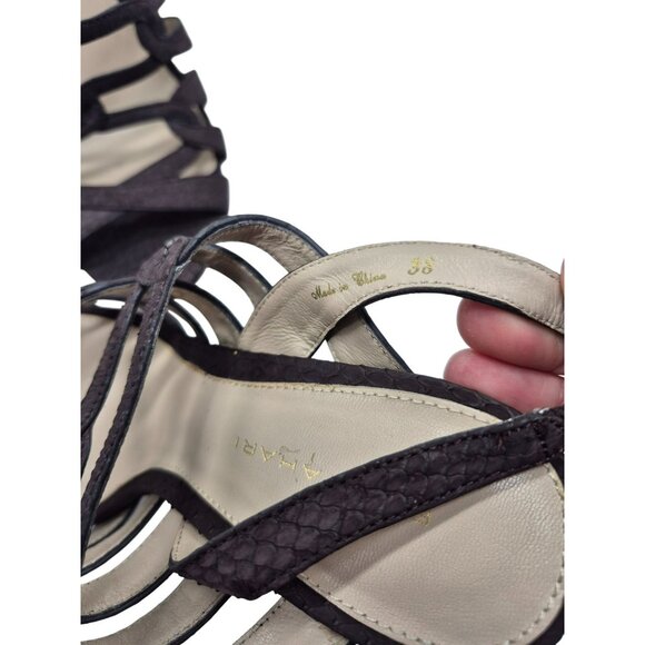 Elie Tahari Meredith Wedge Suede Strappy Heeled Sandals Brown Gold Women's 8 38 - Picture 5 of 9